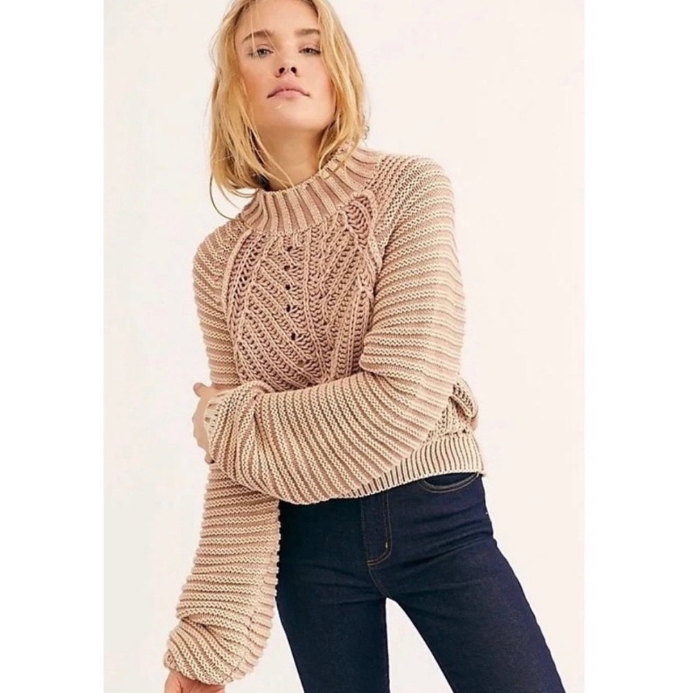 Free People Balloon-Arm Nude Sweater